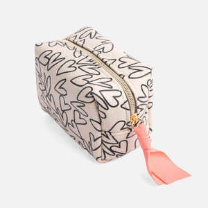 Caroline Gardner Mono Outline Hearts Mini Cube Cosmetic Bag
